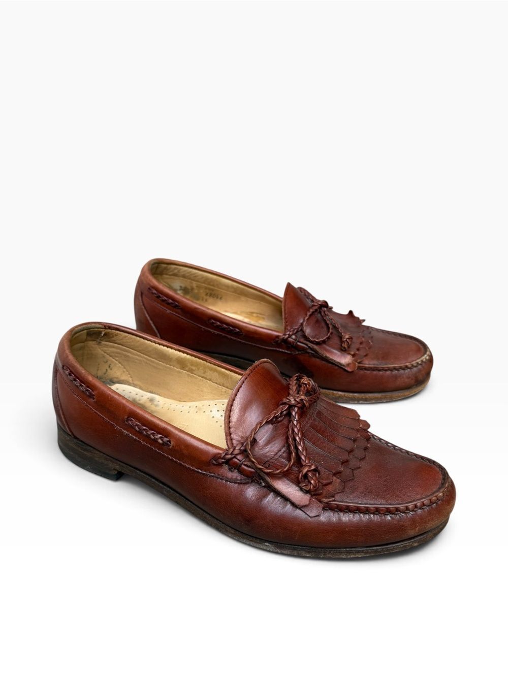 Vintage Allen Edmonds Woodstock Brown Leather Kiltie Tassel Loafers Size 9 E